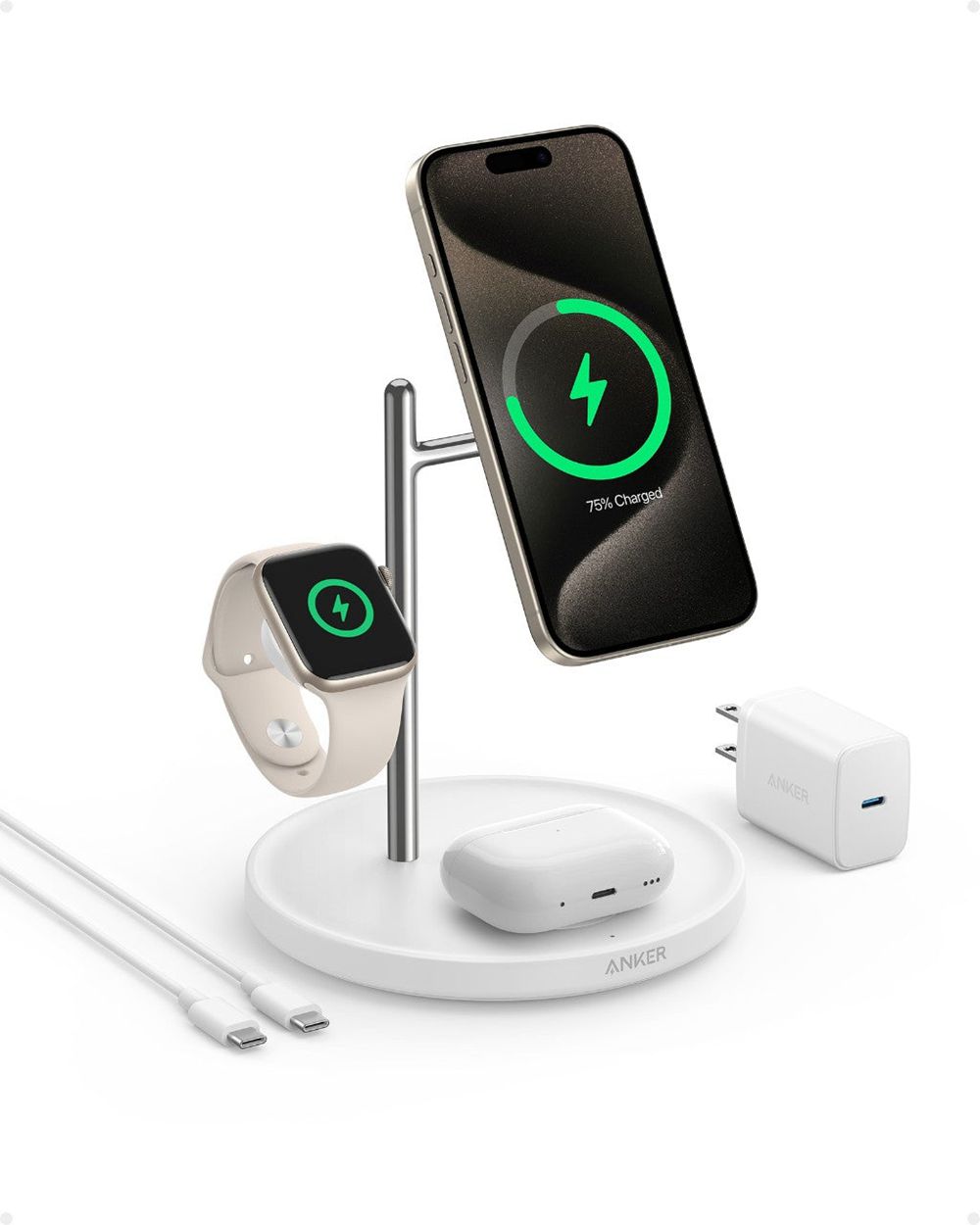 Blanche Anker MagGo Wireless Charging Station (3-in-1 Stand) - WNK-8594230