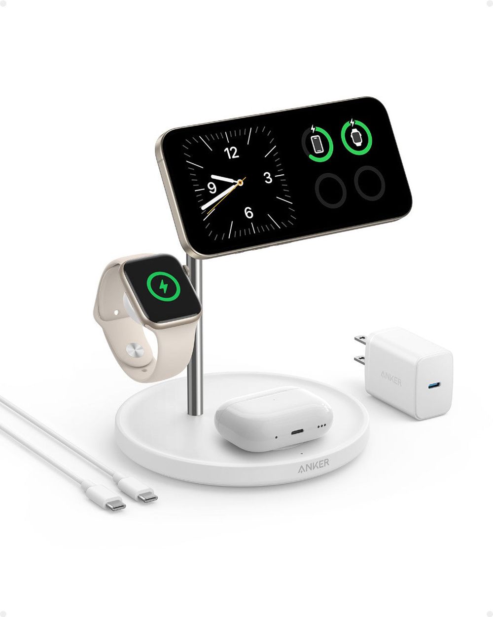 Blanche Anker MagGo Wireless Charging Station (3-in-1 Stand) - WNK-8594230