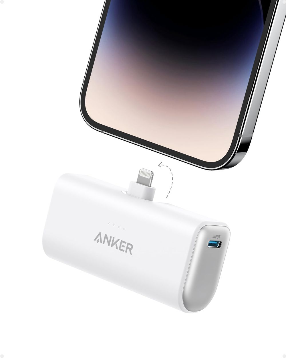 Blanche Anker Nano Power Bank (12W Built-In Lightning Connector) - OAZ-6950374