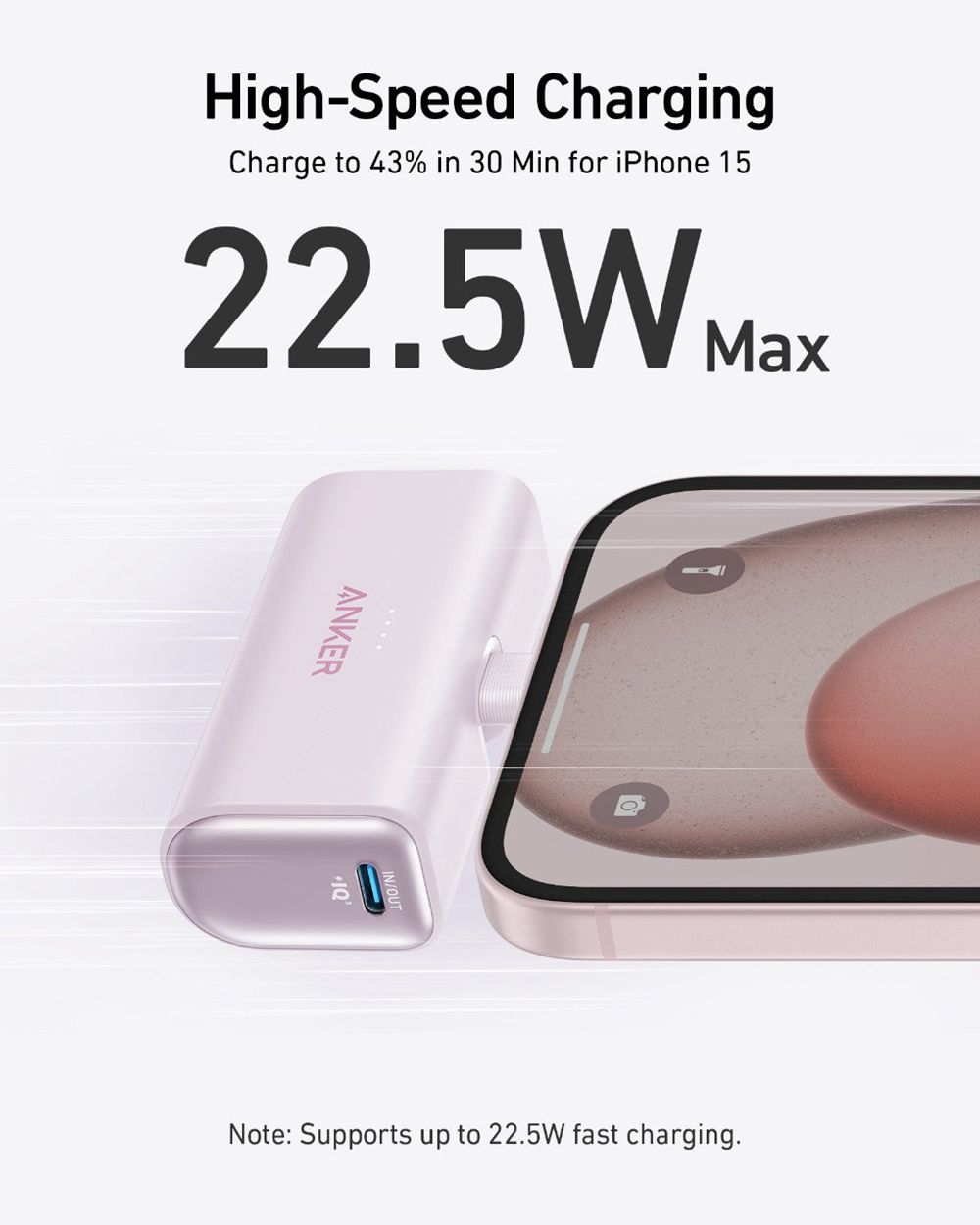 Rose Anker Nano Power Bank (22.5W Built-In USB-C Connector) - DSY-4665323