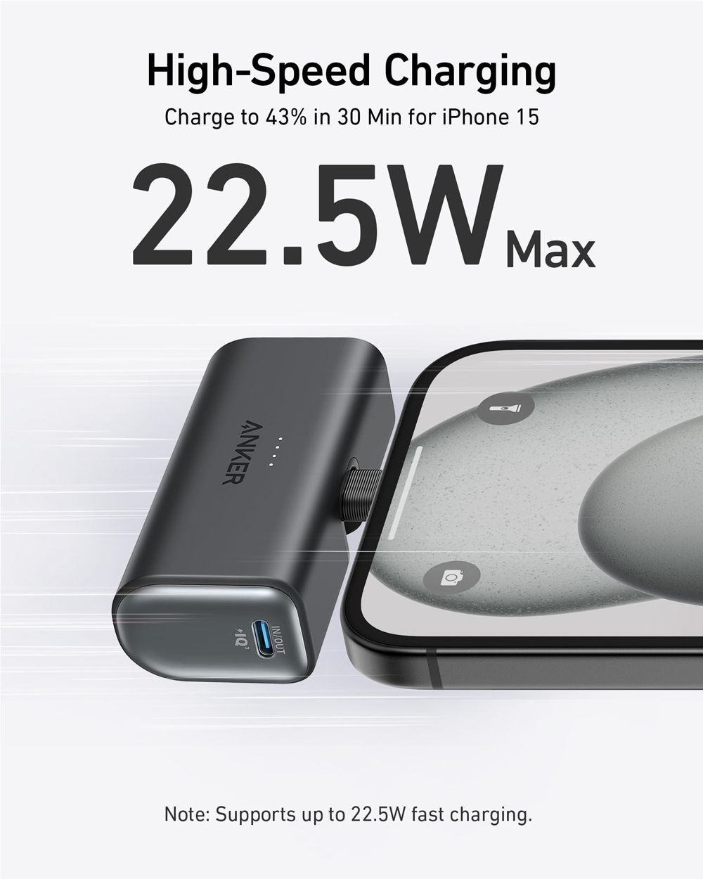 Noir Anker Nano Power Bank (22.5W Built-In USB-C Connector) - PBJ-9223281