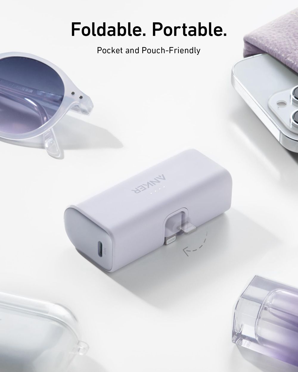 Violette Anker Nano Power Bank (12W Built-In Lightning Connector) - JHE-1106315