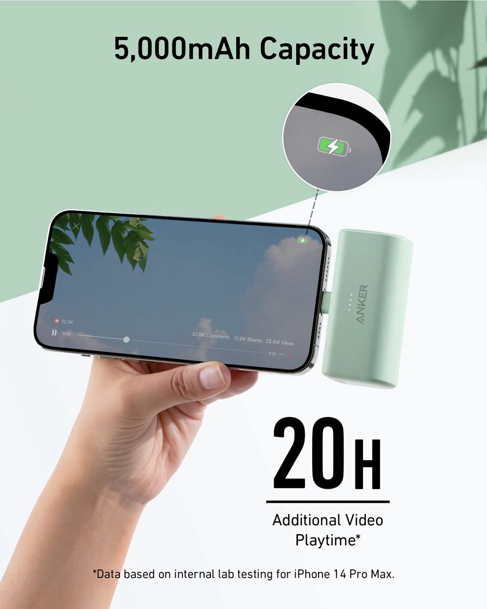 Rose Anker Nano Power Bank (12W Built-In Lightning Connector) - UIL-1732941