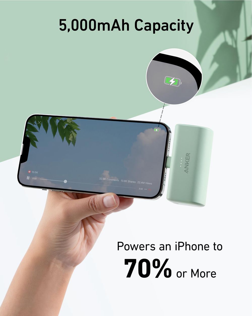 Vert Anker Nano Power Bank (12W Built-In Lightning Connector) - PAW-2913618