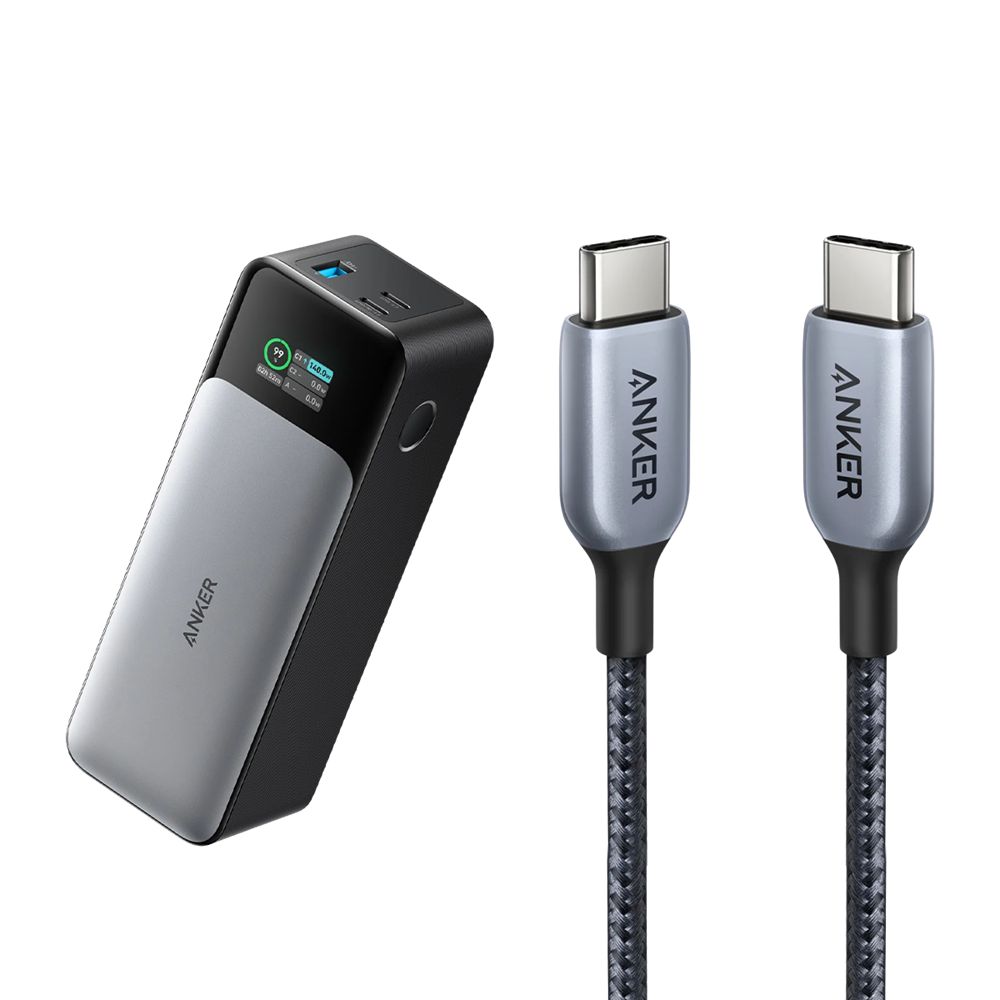 Noir Anker 737 Power Bank (PowerCore 24K) and 765 USB-C to USB-C Cable (3 ft) - HYY-9879874