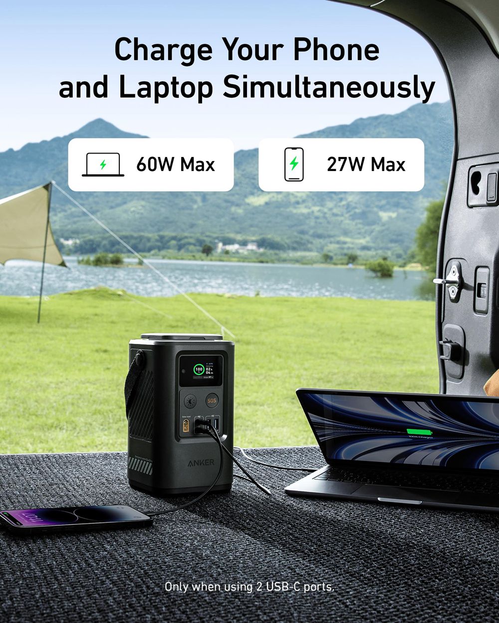 Vert Anker 548 Power Bank - The Ultimate Camping Power Bank with USB-C and 60000mAh Capacity - CES-8600455