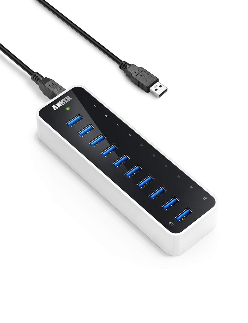 Noir Anker USB 3.0 SuperSpeed 10-Port Hub - PIE-4251737