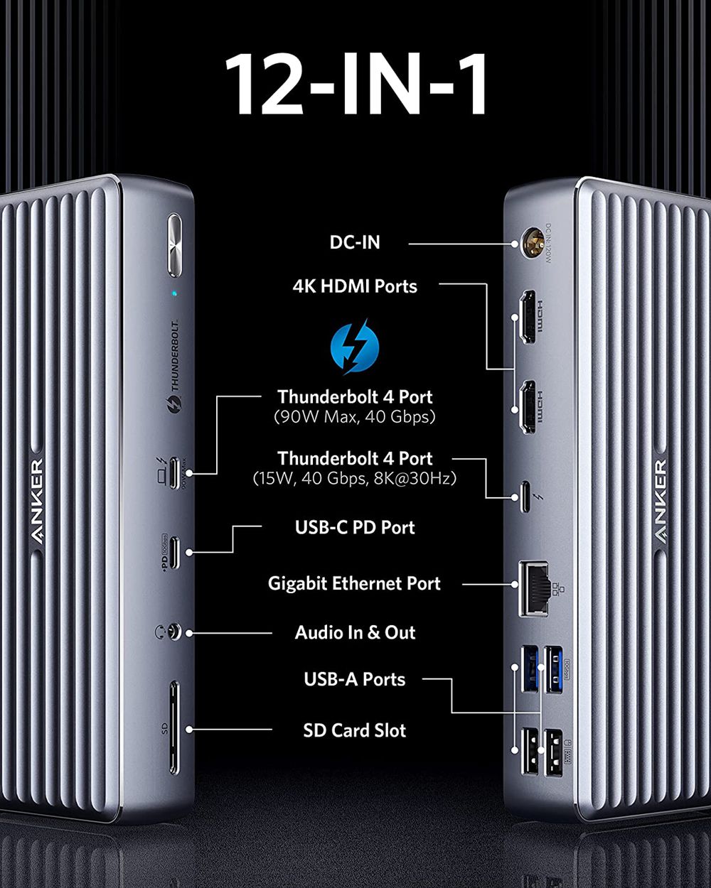 Argent Anker 777 Thunderbolt Docking Station (Apex 12-in-1 Thunderbolt 4) - YUN-3002210