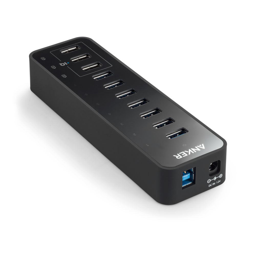 Noir Anker 60W 10-Port USB 3.0 Data Hub - JKM-7486881