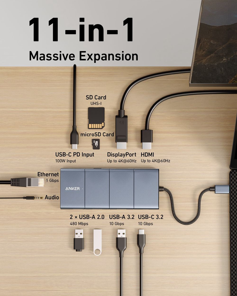 Grise Anker 565 USB-C Hub (11-in-1) - YRO-3707862