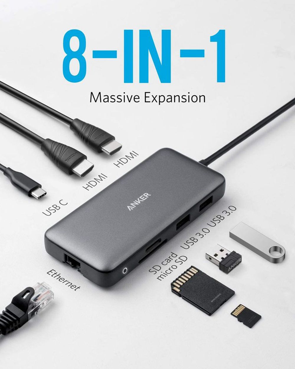 Noir Anker 553 USB-C Hub (8-in-1) - UFQ-0568141