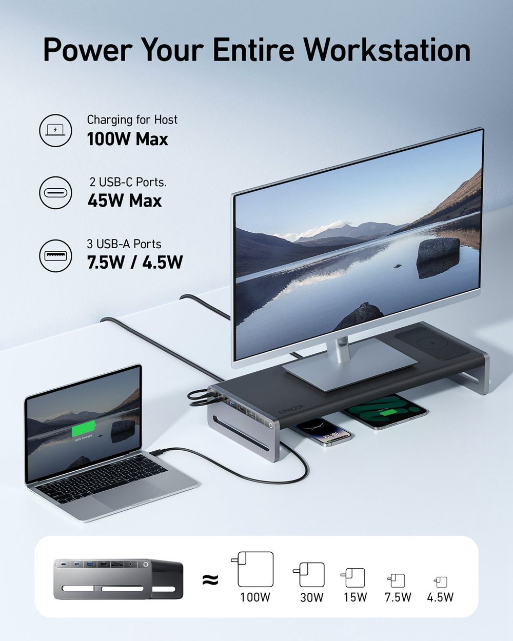 Noir Anker 675 USB-C Docking Station (12-in-1 Monitor Stand Wireless) - NCP-1066385