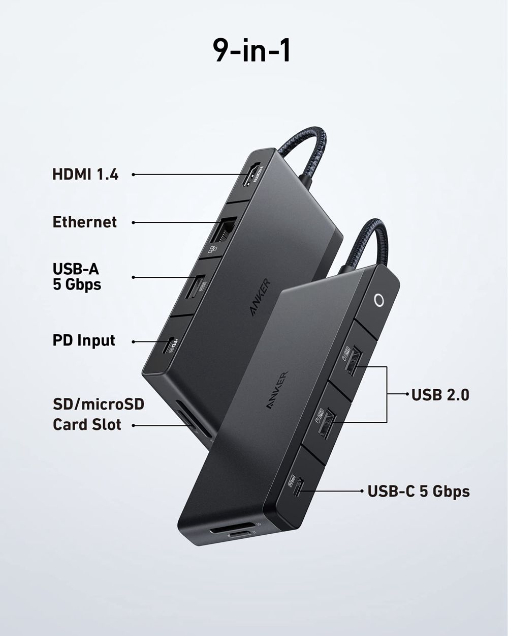 Noir Anker 552 USB-C Hub (9-in-1 4K HDMI) - ZPA-1422014