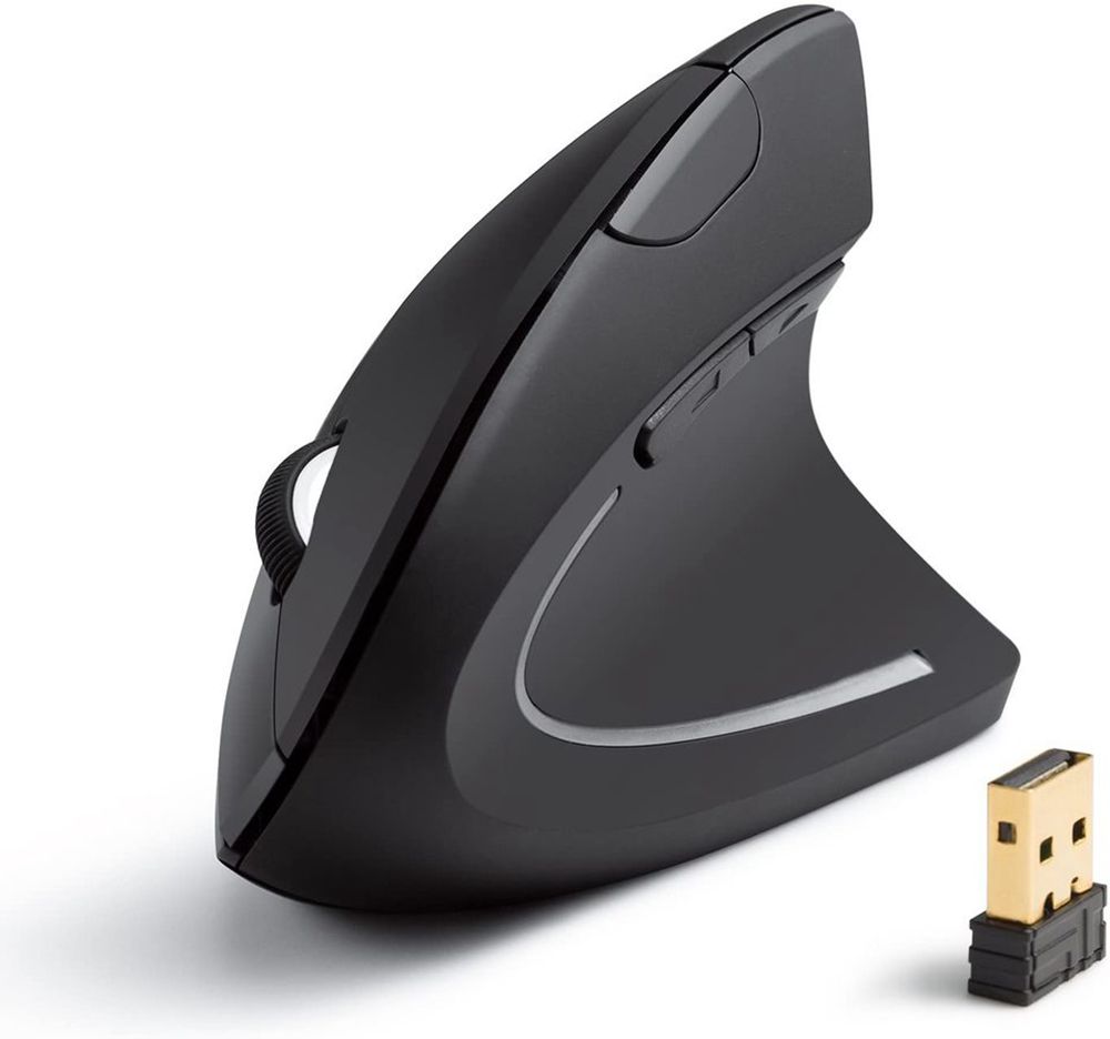 Noir Anker 2.4G Wireless Vertical Ergonomic Optical Mouse - BUJ-9850451