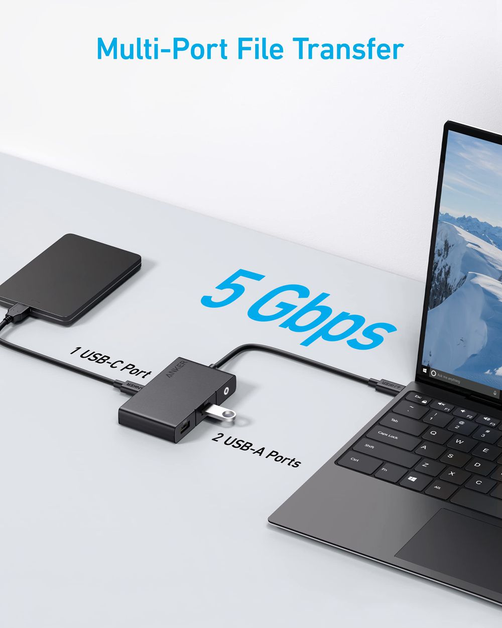 Noir Anker 322 USB-C Hub (5-in-1) - RXC-6702128