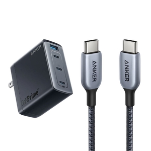 Noir Anker 747 Charger (GaNPrime 150W) and 765 USB-C to USB-C Cable (240W Nylon) - PAC-9581556