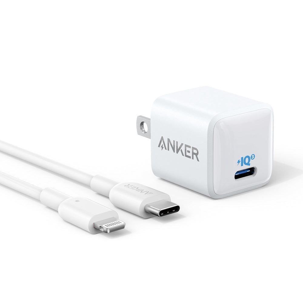 Blanche Anker 511 Charger (Nano) with USB-C to Lightning Cable - JTK-8917494