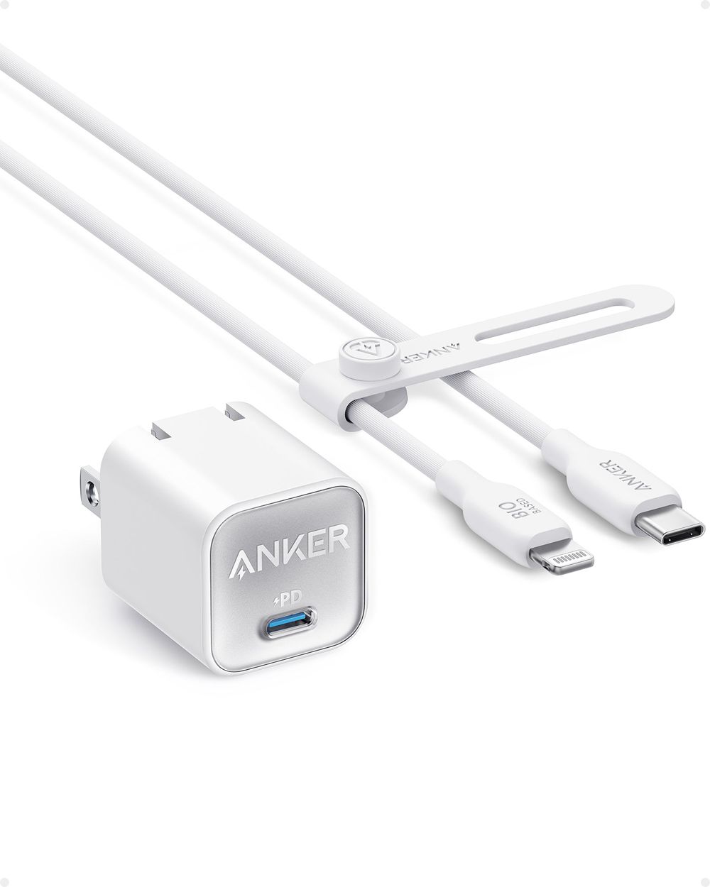 Blanche Anker 511 Charger (Nano 3 30W) with 6 ft USB-C to Lightning Cable - OWP-4802414