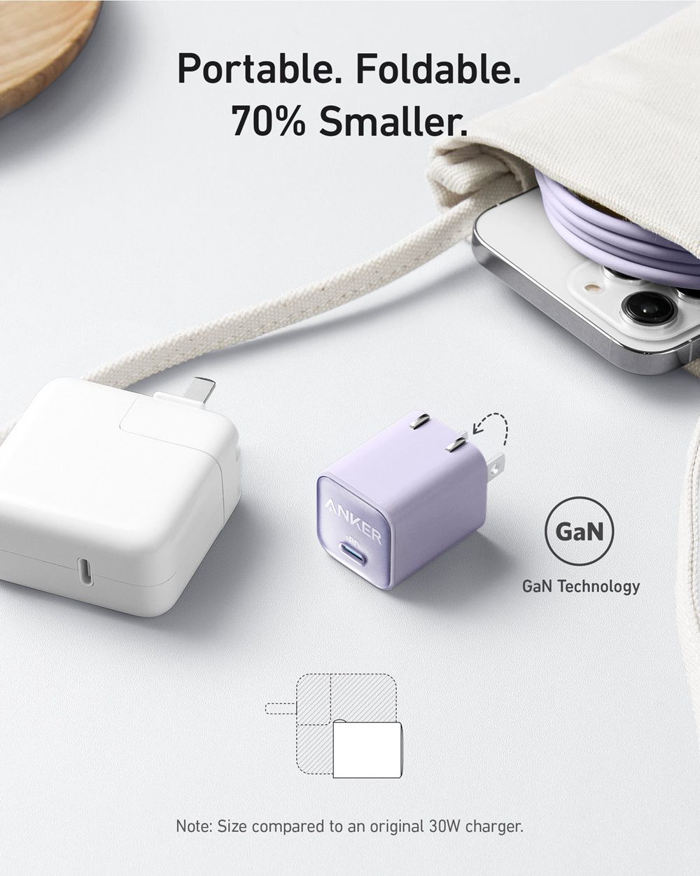 Violette Anker 511 Charger (Nano 3 30W) with 6 ft USB-C to Lightning Cable - VTF-8126751