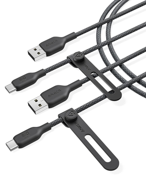 Noir Anker USB-A to USB-C Cable (6 ft Bio-Briaded 2-Pack) - DPU-5287344