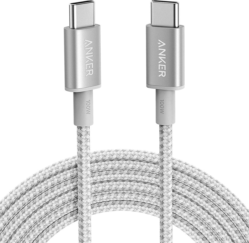 Argent Anker New Nylon USB-C to USB-C 100W Cable (10 ft) - KBR-6818875