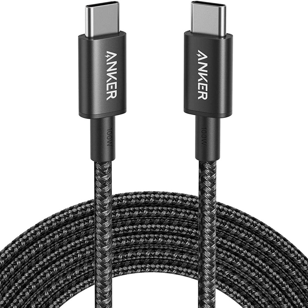 Noir Anker New Nylon USB-C to USB-C 100W Cable (10 ft) - MTP-8191929