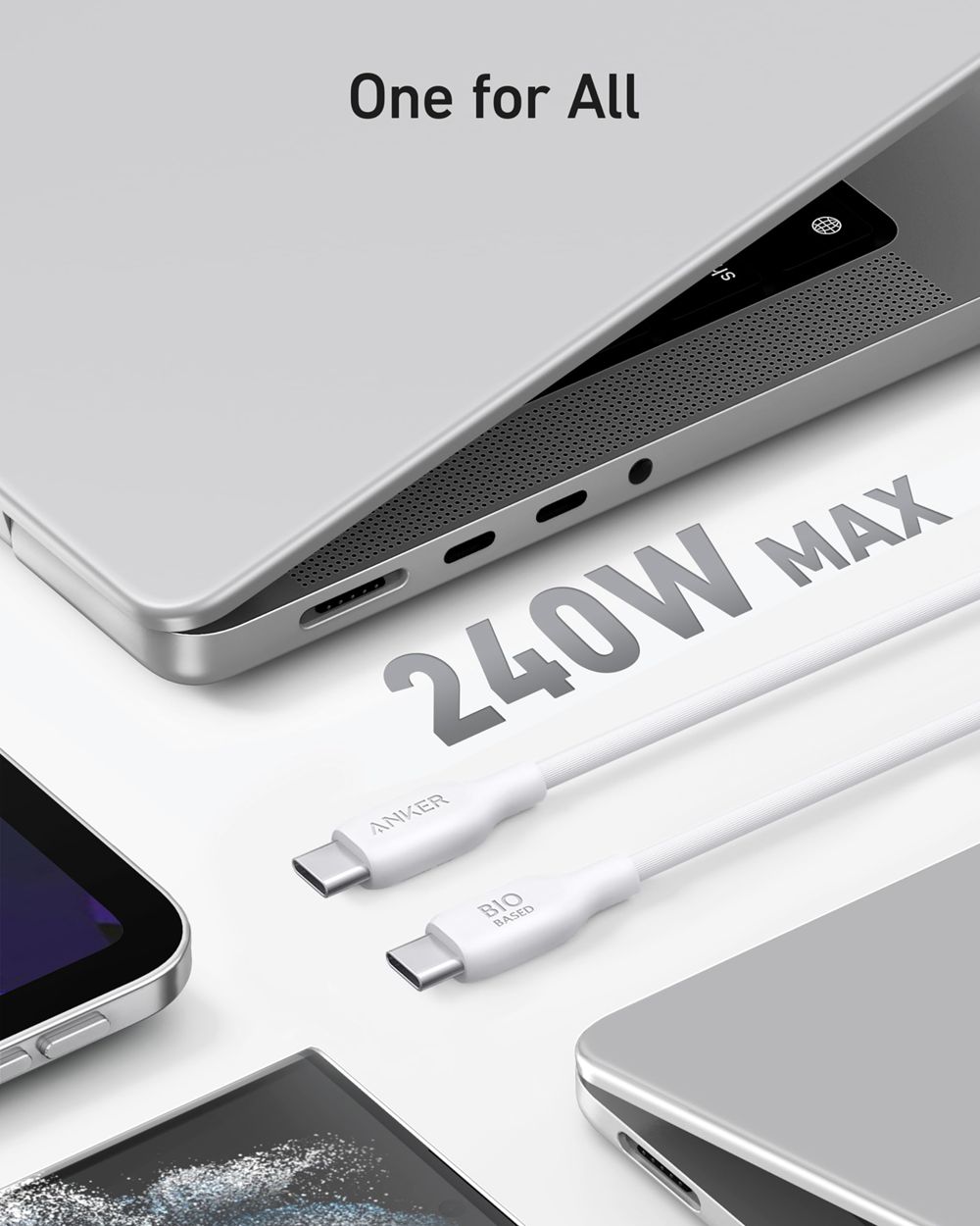 Blanche Anker 543 USB-C to USB-C Cable (Bio-Based) - RJQ-7475734