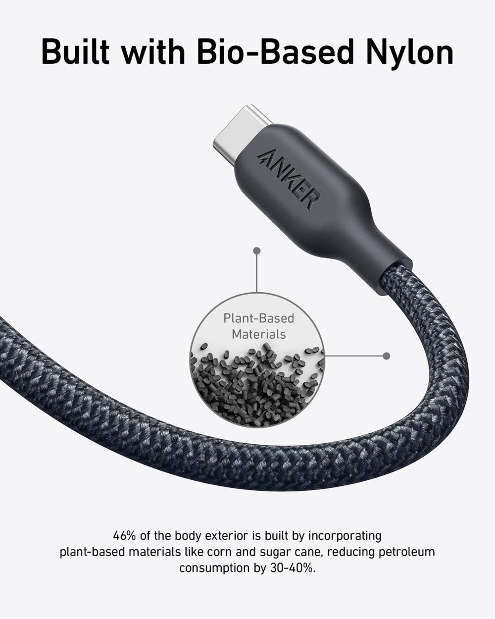 Noir Anker 543 USB-C to USB-C Cable (Bio-Braided) - ZUD-2926305