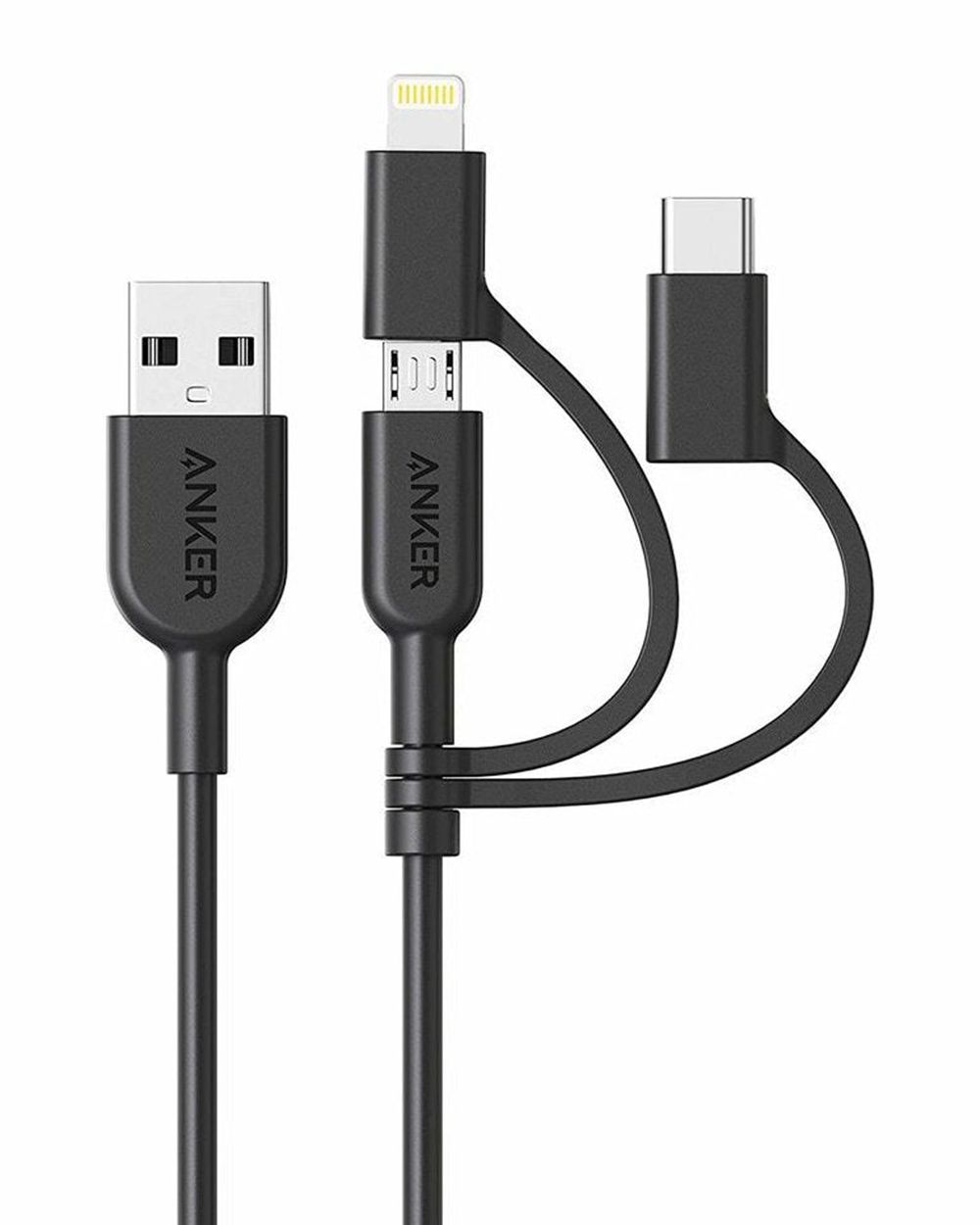 Noir Anker 321 USB-A to Lightning Cable (3 ft 3-in-1) - DLR-1761565