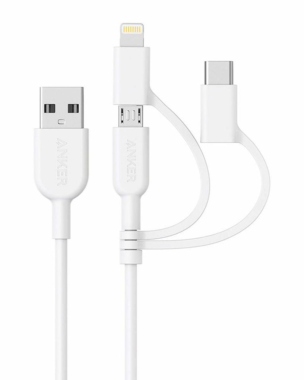 Blanche Anker 321 USB-A to Lightning Cable (3 ft 3-in-1) - ZRF-9762501