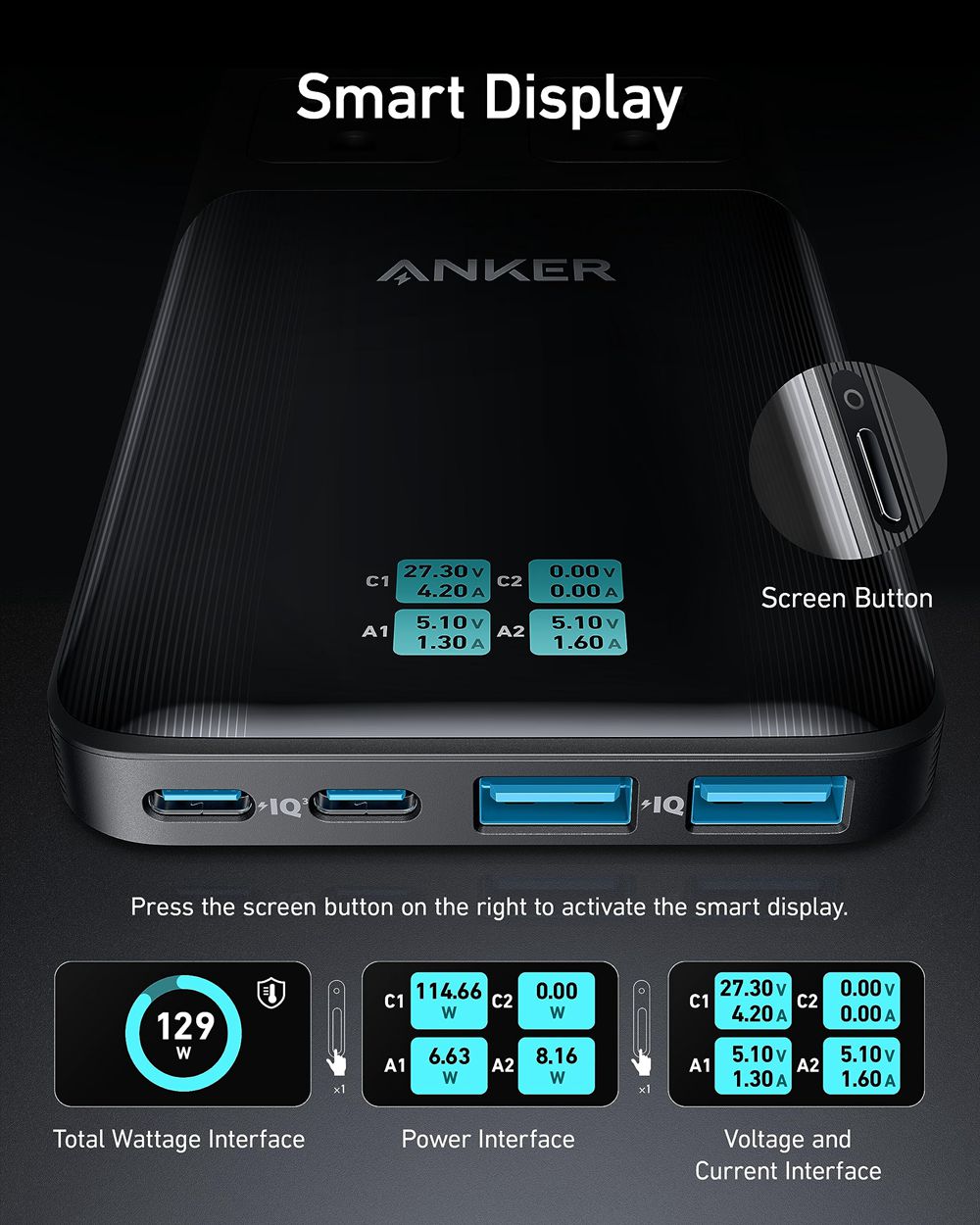 Noir Anker Prime 6-in-1 Charging Station (140W) - VXJ-7361115