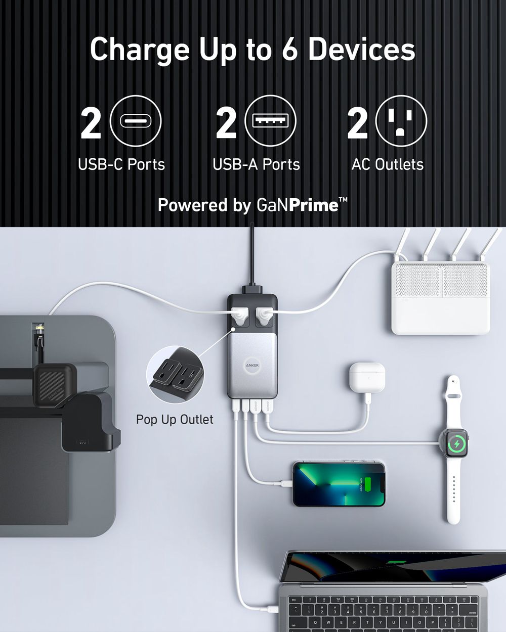 Noir Anker 727 Charging Station (GaNPrime 100W) and 765 USB-C to USB-C Cable (140W Nylon) - LHZ-6457658