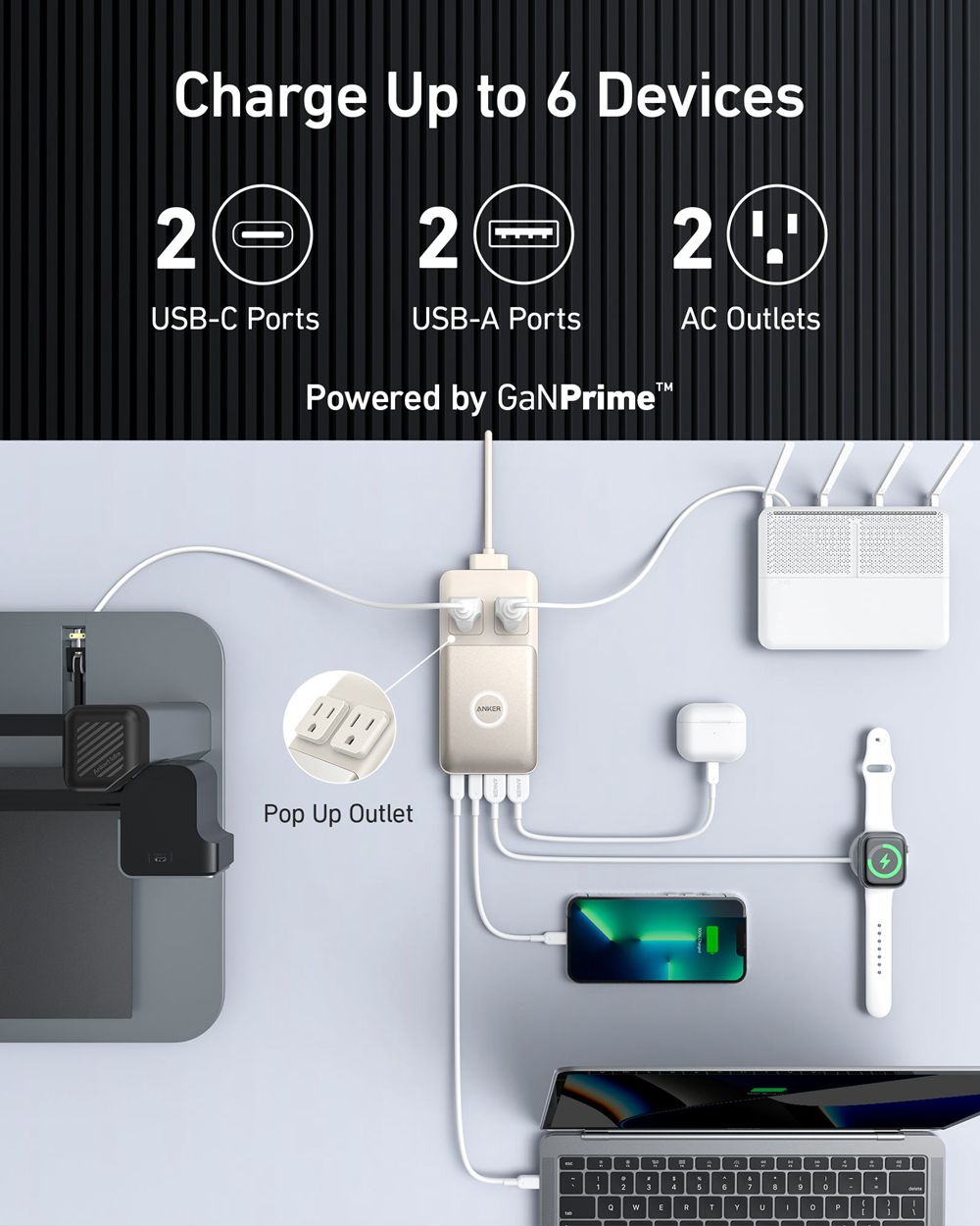 Noir Anker 727 Charging Station (GaNPrime 100W) and 765 USB-C to USB-C Cable (140W Nylon) - LHZ-6457658