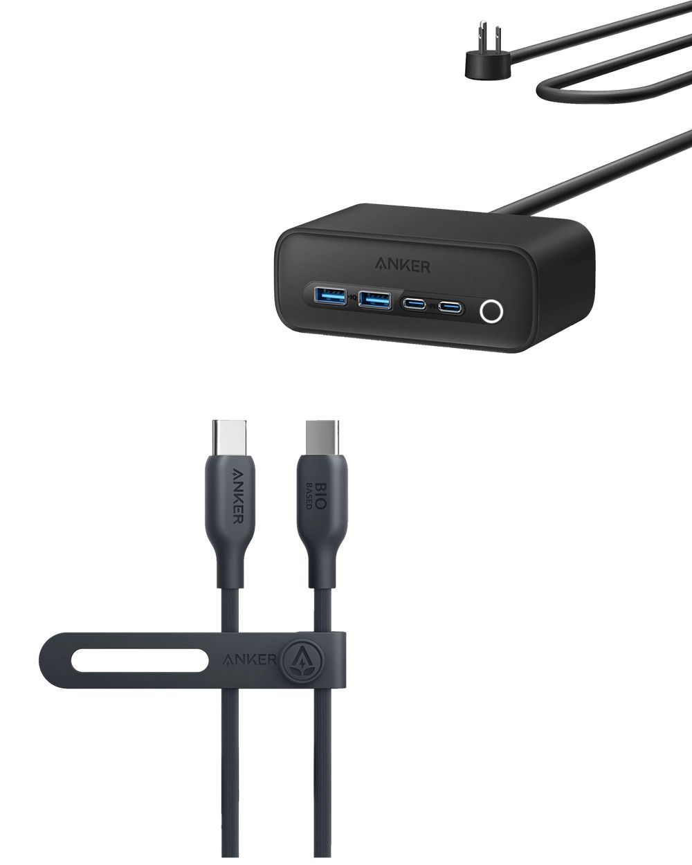 Noir Anker 525 Charging Station and 543 USB-C to USB-C Cable (Bio-Based 6ft) - FIS-5045544