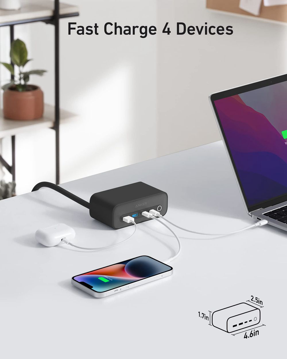 Noir Anker 525 Charging Station and 543 USB-C to USB-C Cable (Bio-Based 6ft) - FIS-5045544