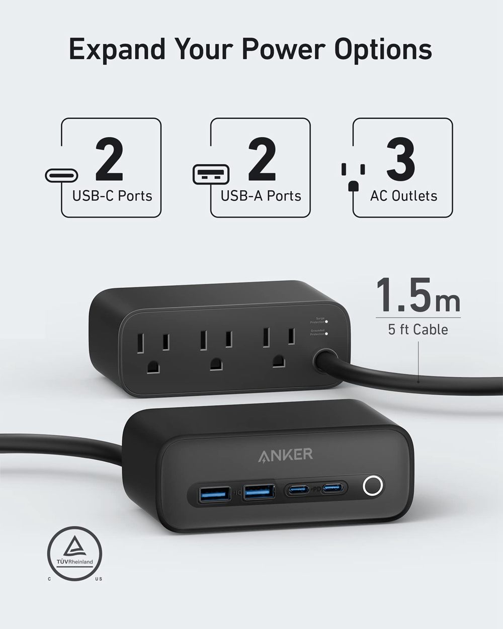 Noir Anker 525 Charging Station and 543 USB-C to USB-C Cable (Bio-Based 6ft) - FIS-5045544