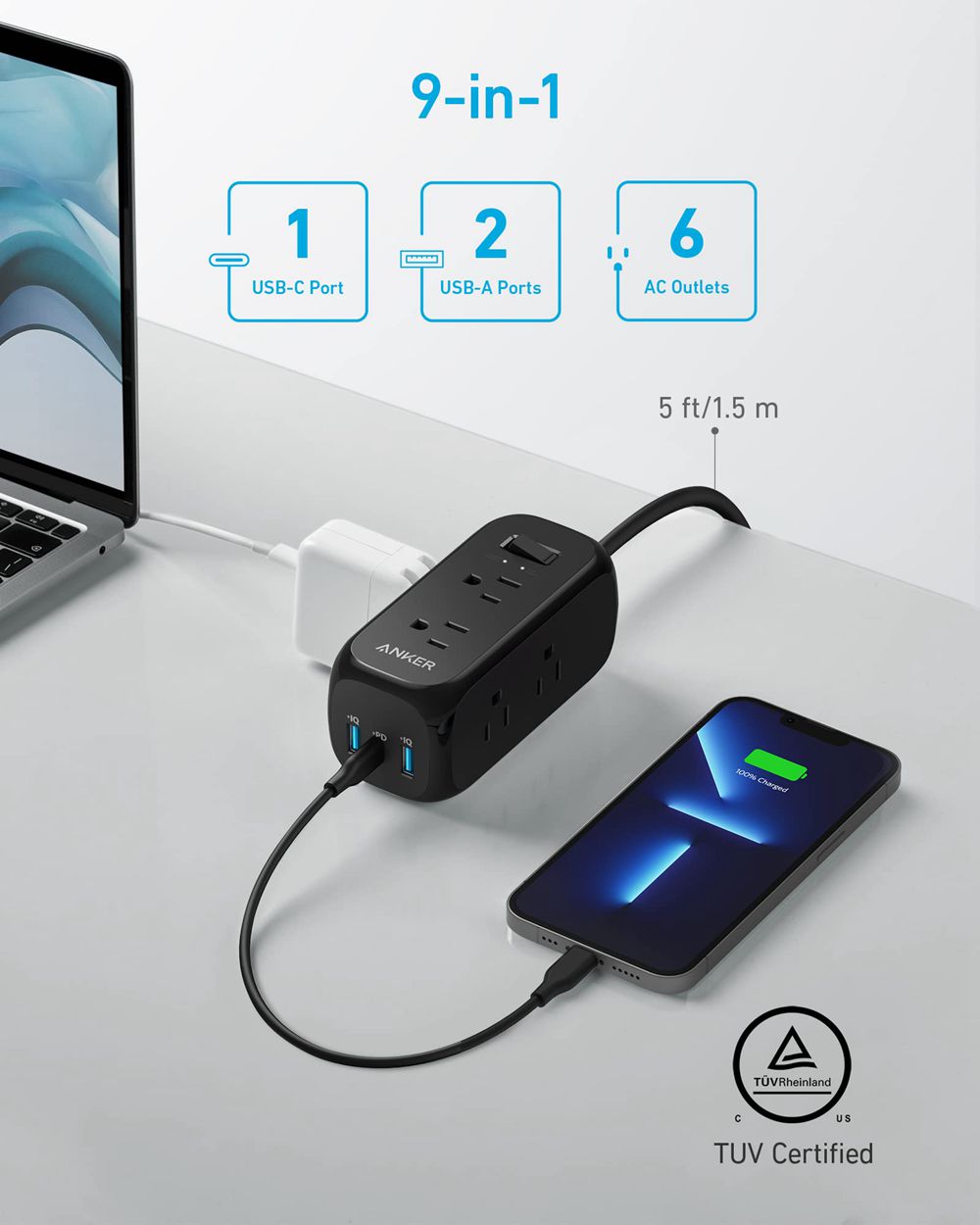 Noir Anker 332 USB Power Strip - BQB-6558141