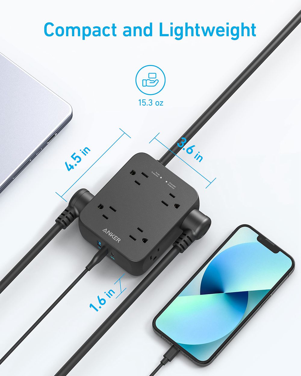 Noir Anker 341 USB Power Strip - PHF-4542555