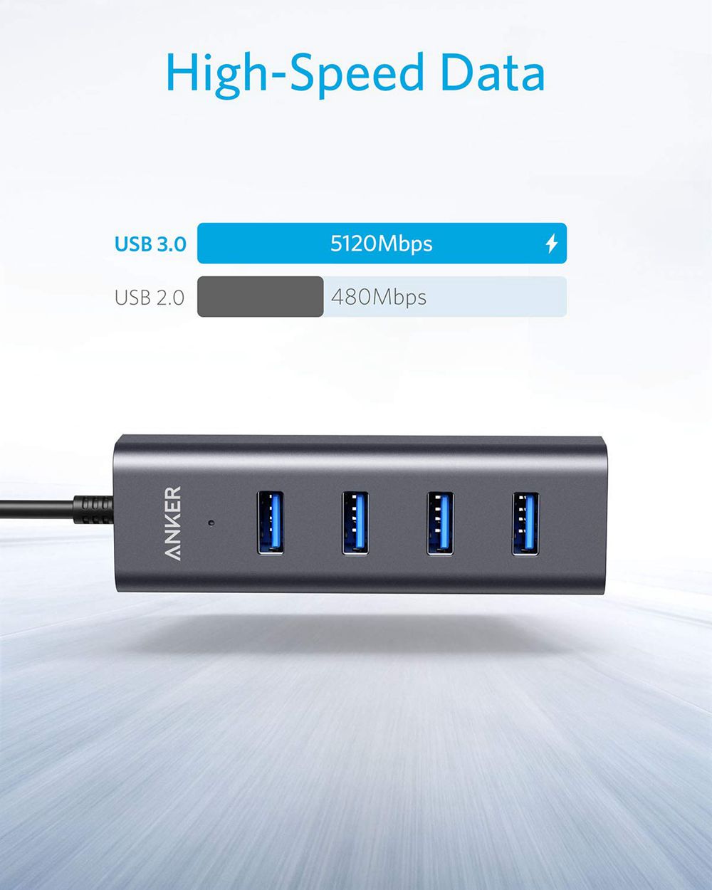 Noir Anker USB-C to 4-Port USB 3.0 Hub - FWB-9376639