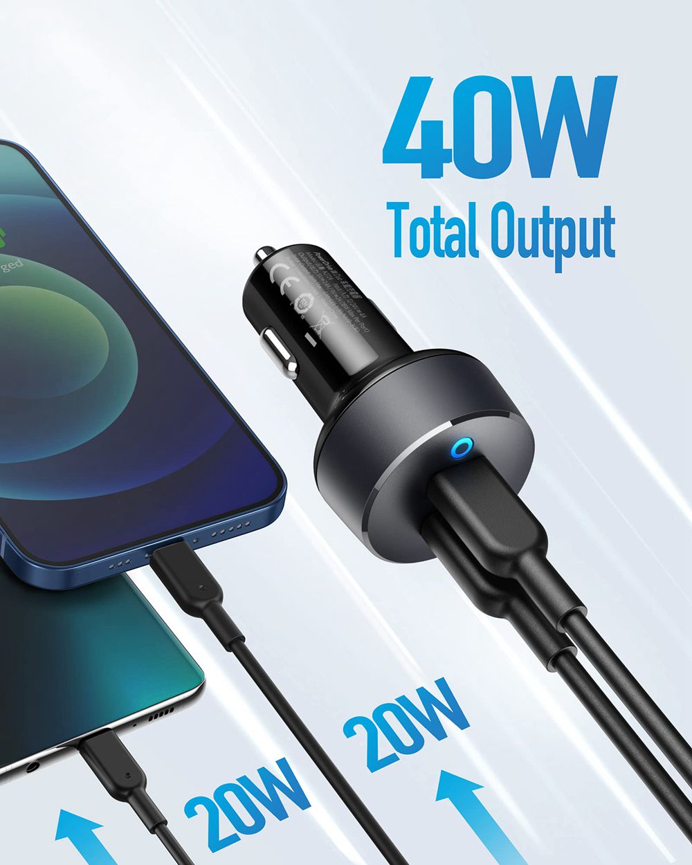 Noir Anker PowerDrive III Duo USB-C Car Charger - EAT-0216883