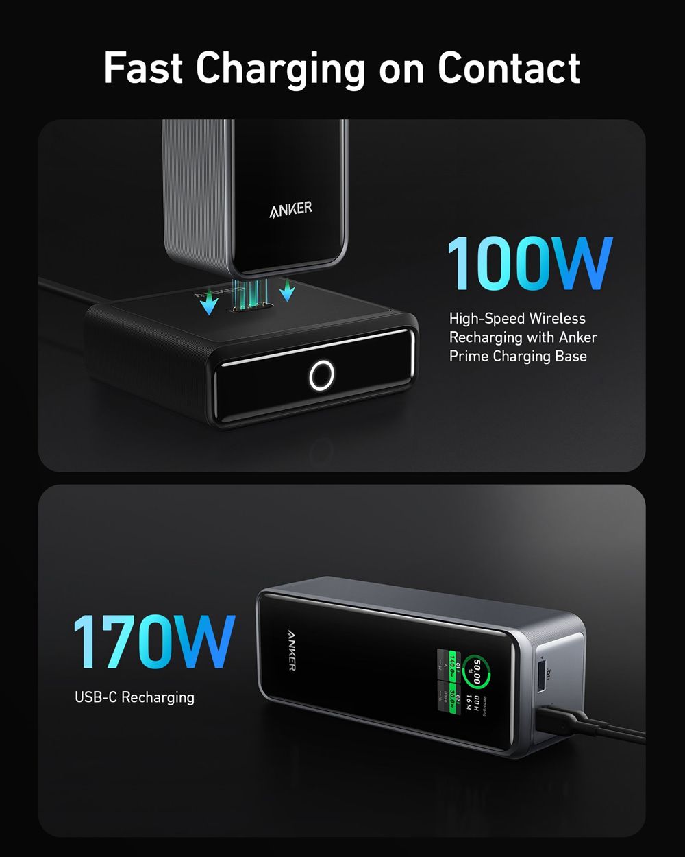 Noir Anker Prime 27650mAh Power Bank (250W) and 100W Charging Base - KLG-7729288