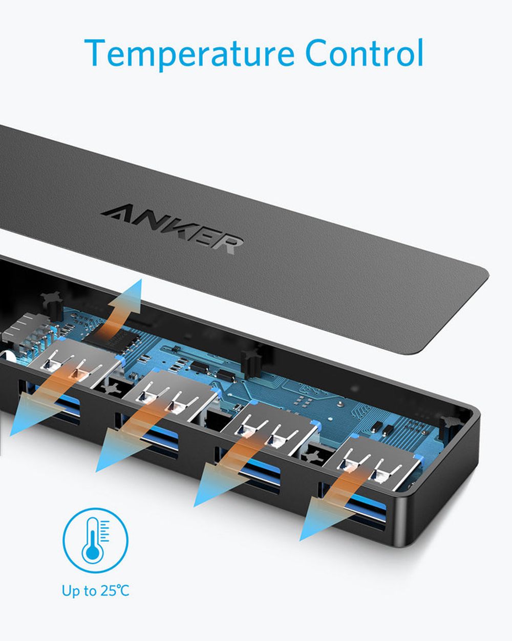 Noir Anker Ultra Slim 4-Port USB 3.0 Data Hub - BYO-8278427